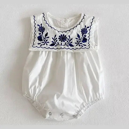 White Embroidered Bodysuit