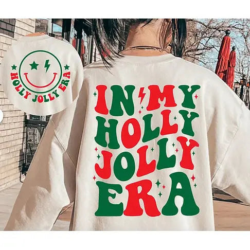 In My Holly Jolly Era, Crewneck Sweatshirt, White
