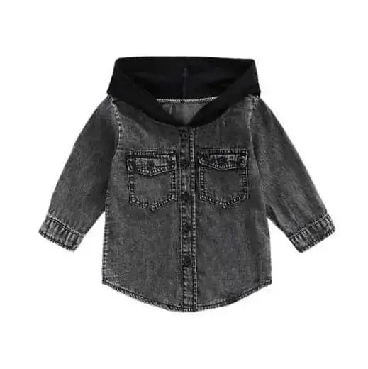 Black Denim Hooded Shirt