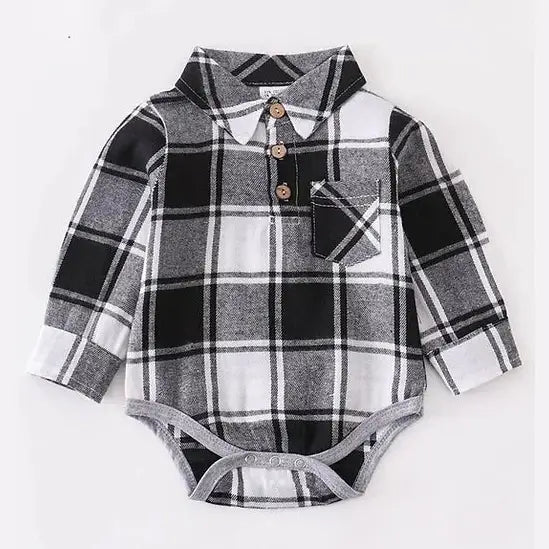 Black & White Flannel Onesie
