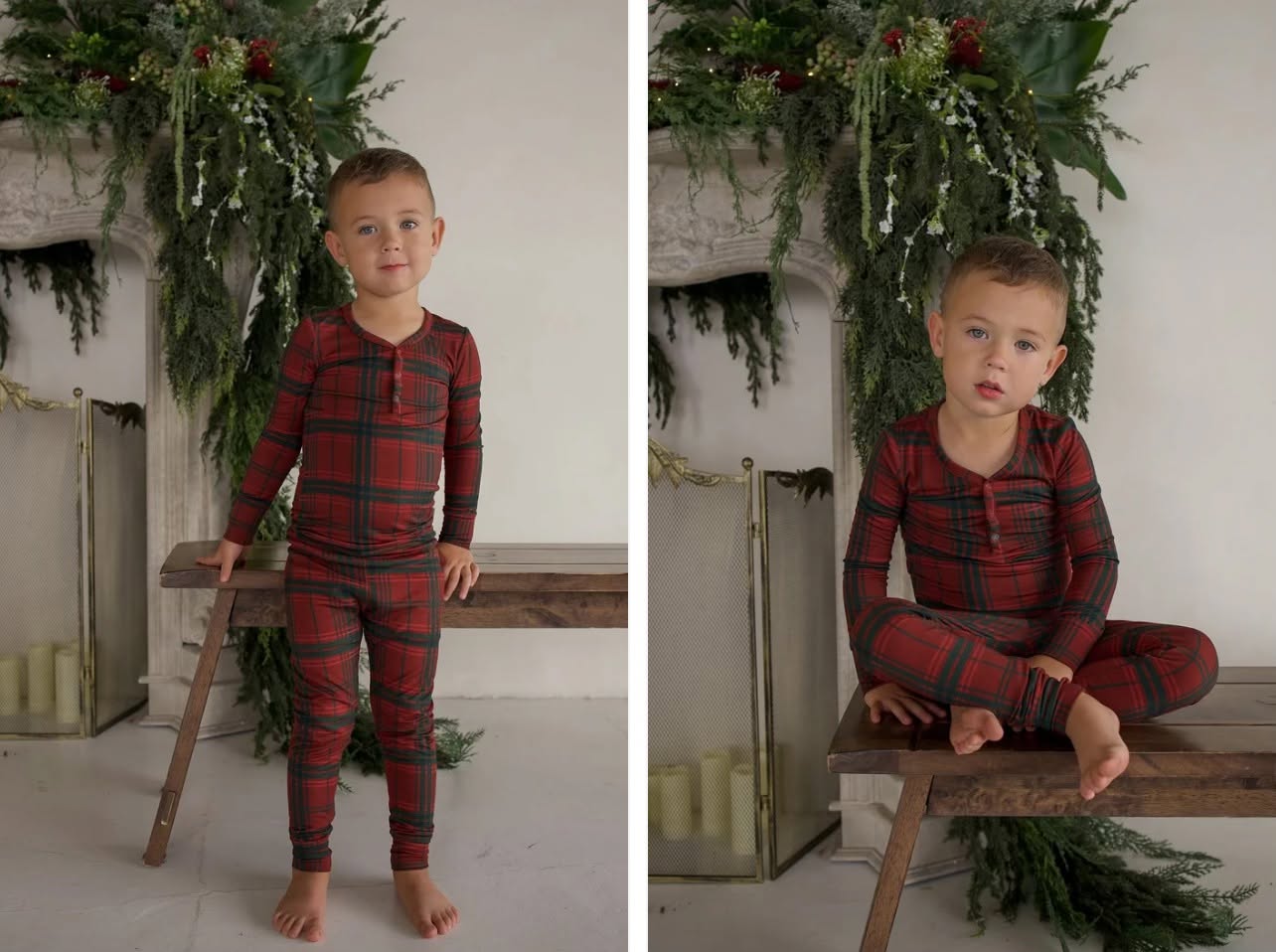 FOREVER FRENCH:  Bamboo Two Piece Pajamas | Christmas Plaid