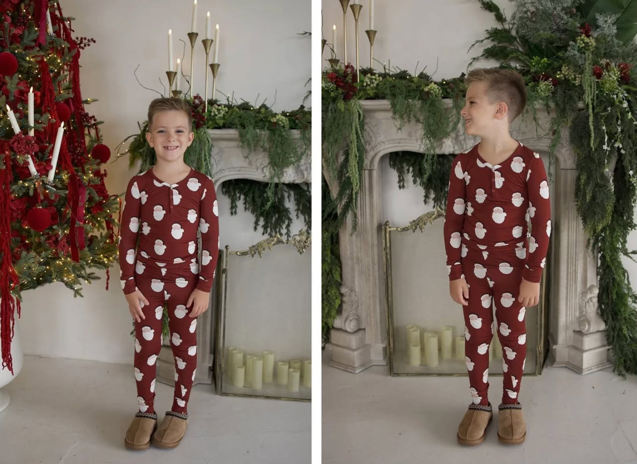 FOREVER FRENCH:  Bamboo Two Piece Pajamas | Vintage Santa