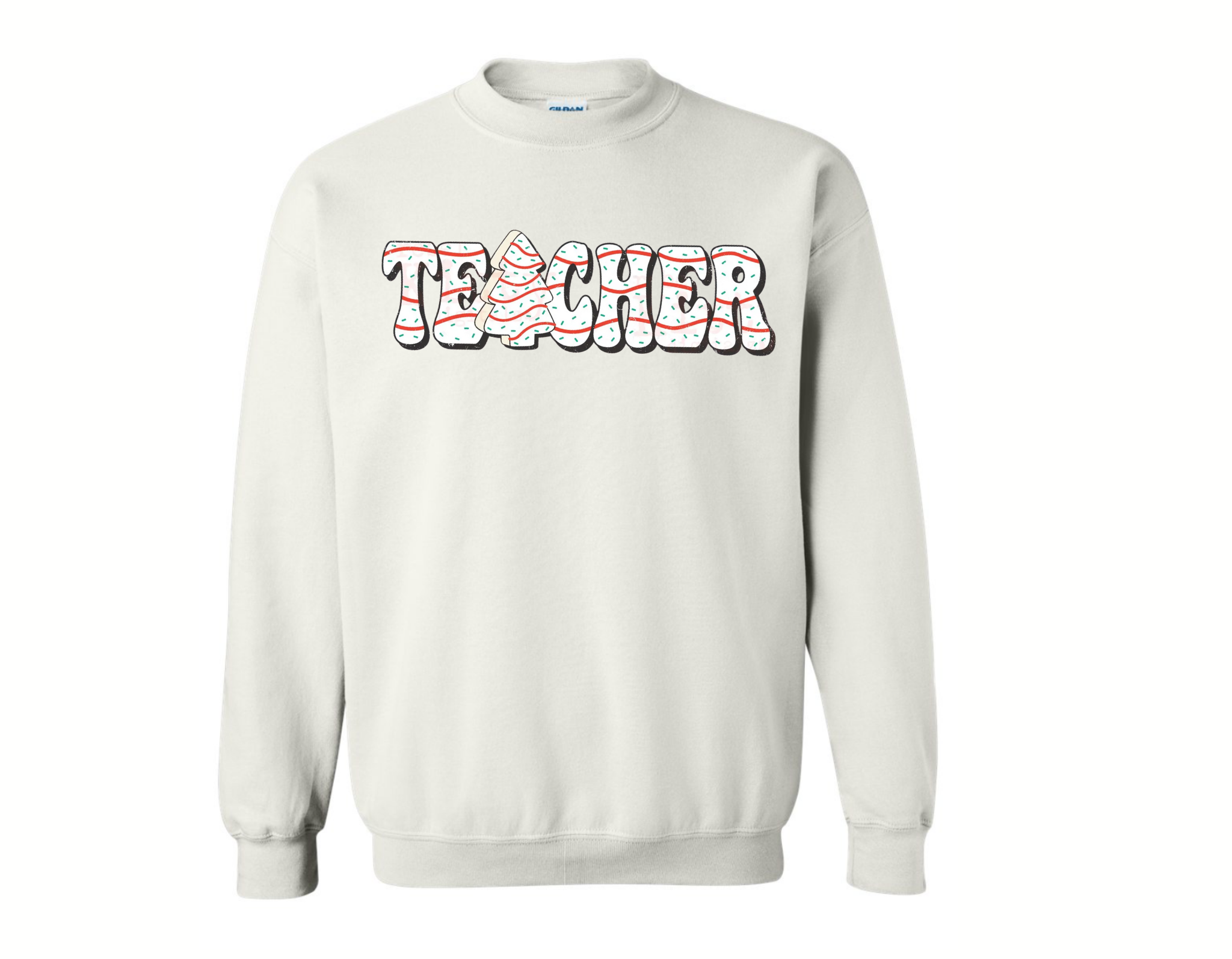 Teacher Snack Cake Crewneck Sweatshirt- Adult, White