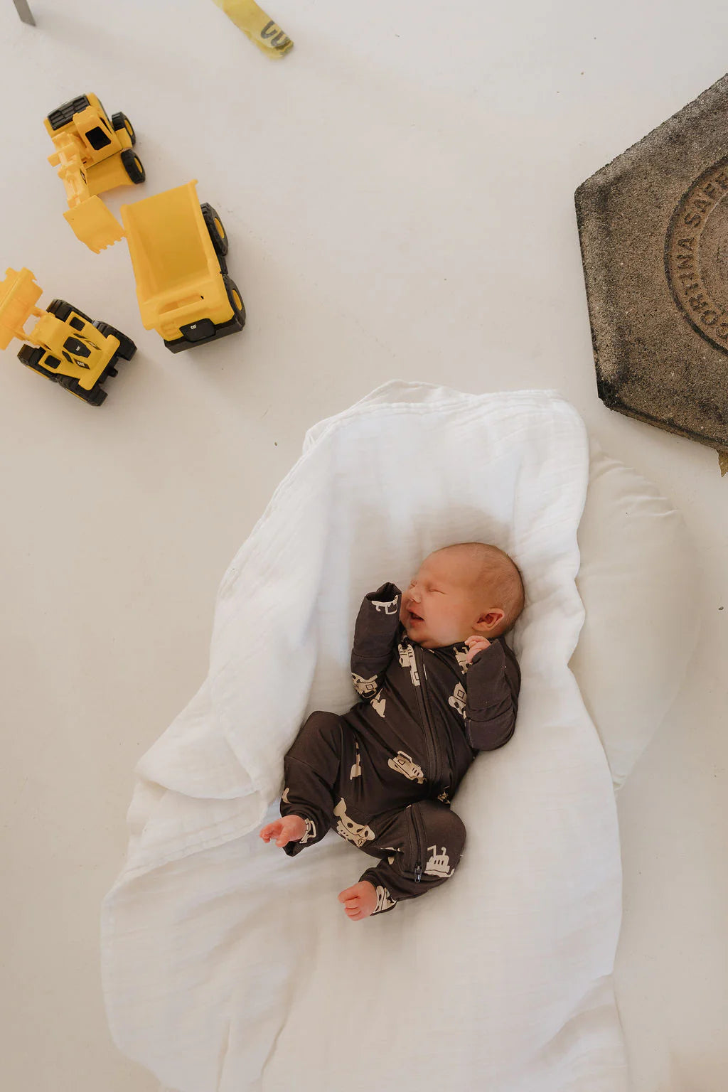 FOREVER FRENCH: Bulldozer Bamboo Pajamas, Bodysuit