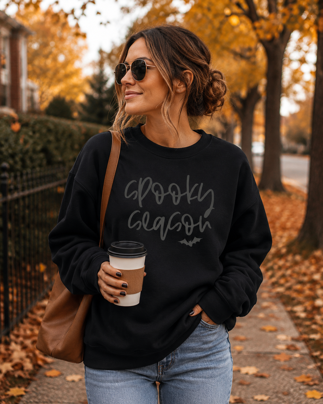 Spooky Season Black on Black Puff Sweatshirt
