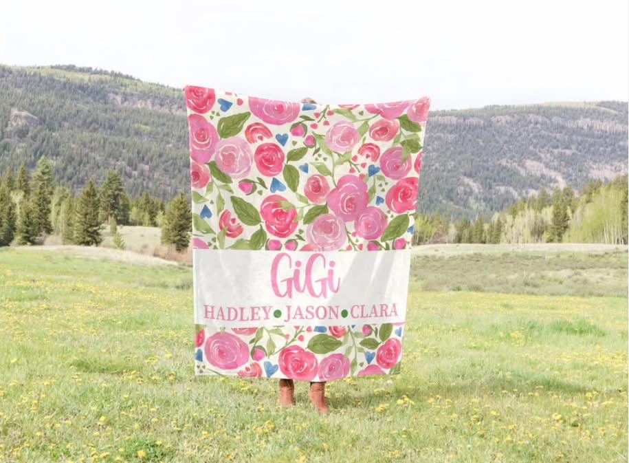 Field of Pink Flowers Family Blanket