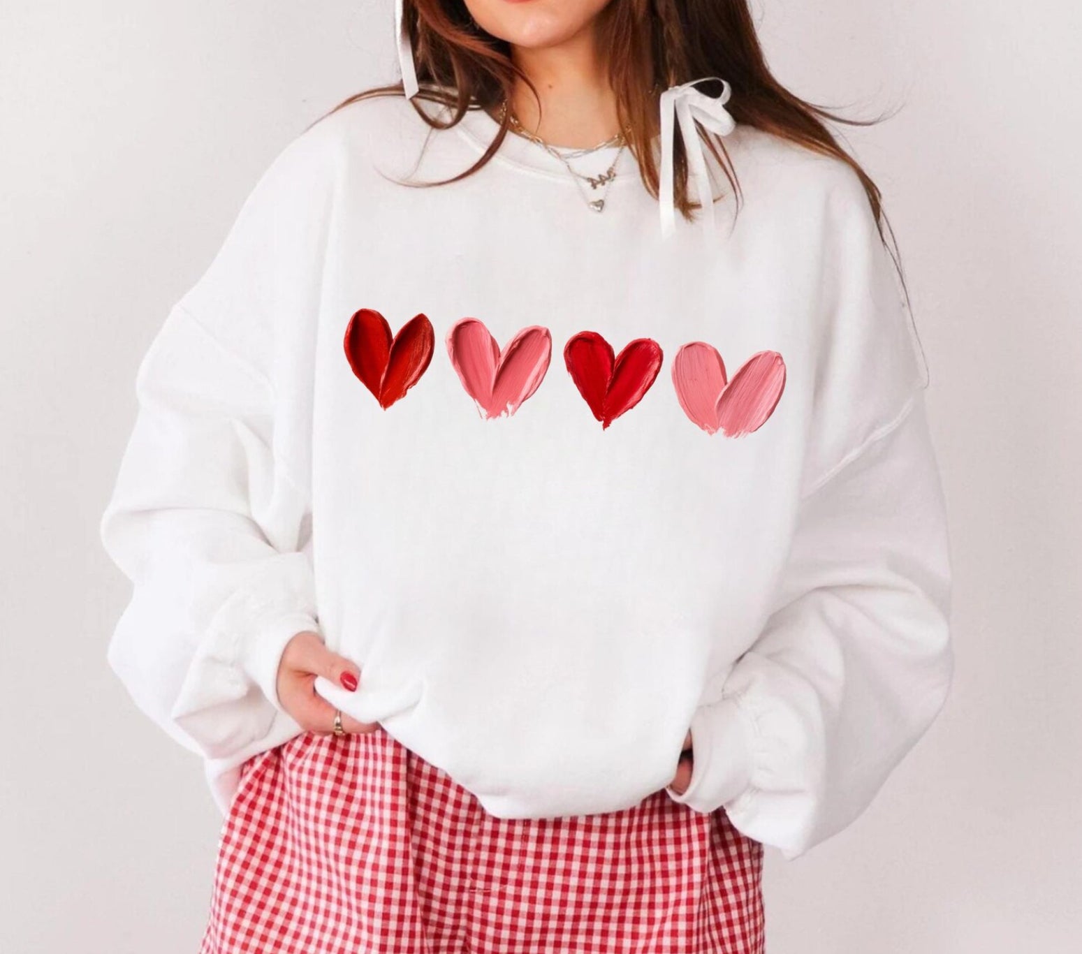 Painted Brushstroke Heart Sweatshirt, White