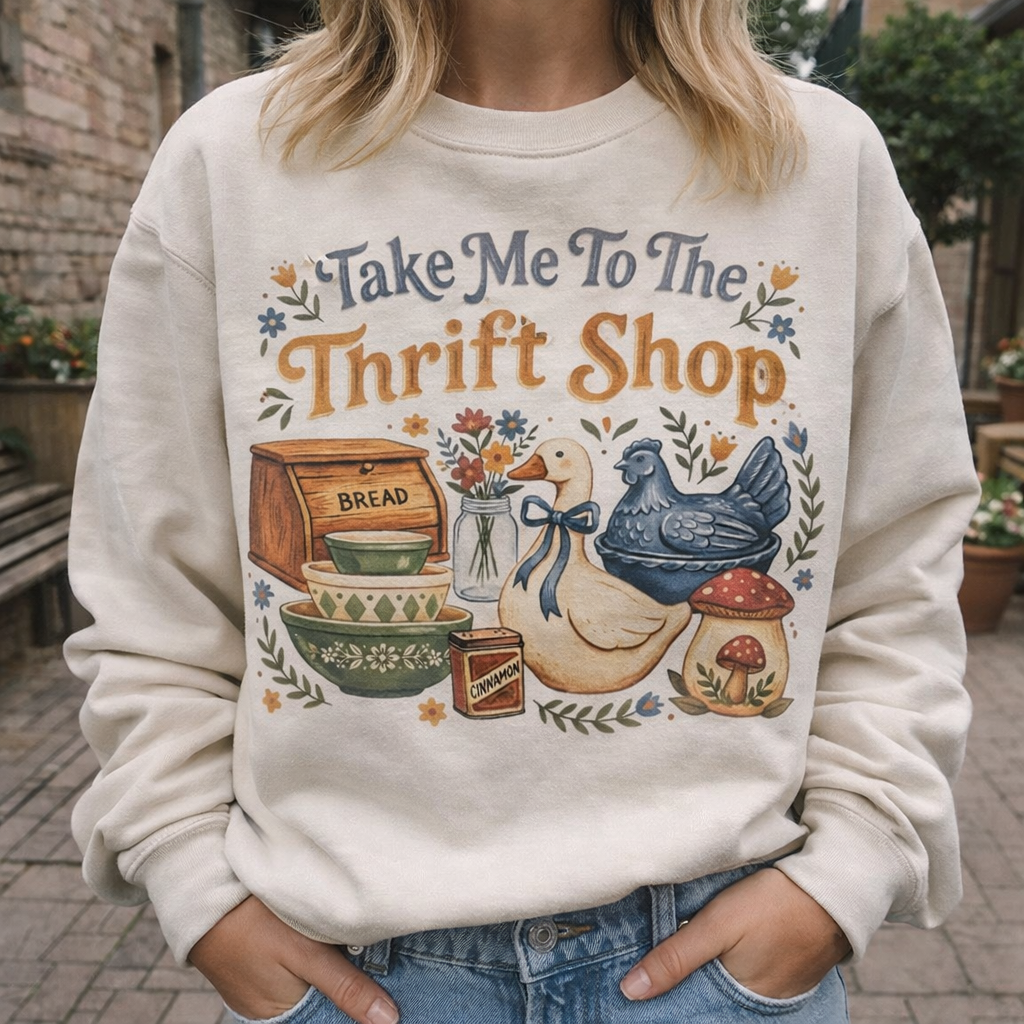 Take Me To The Thrift Shop Sweatshirt, Sand