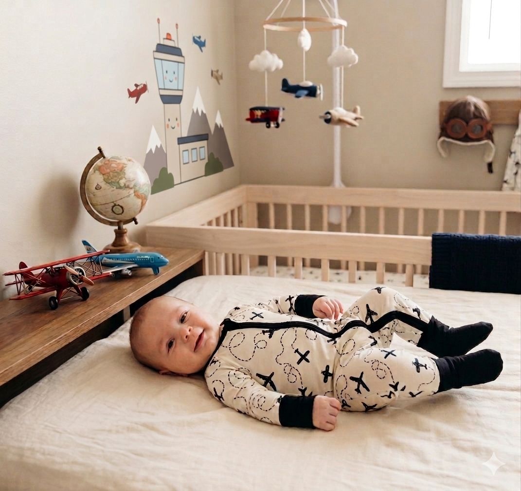 Little Aviator Bamboo Pajamas, Bodysuit