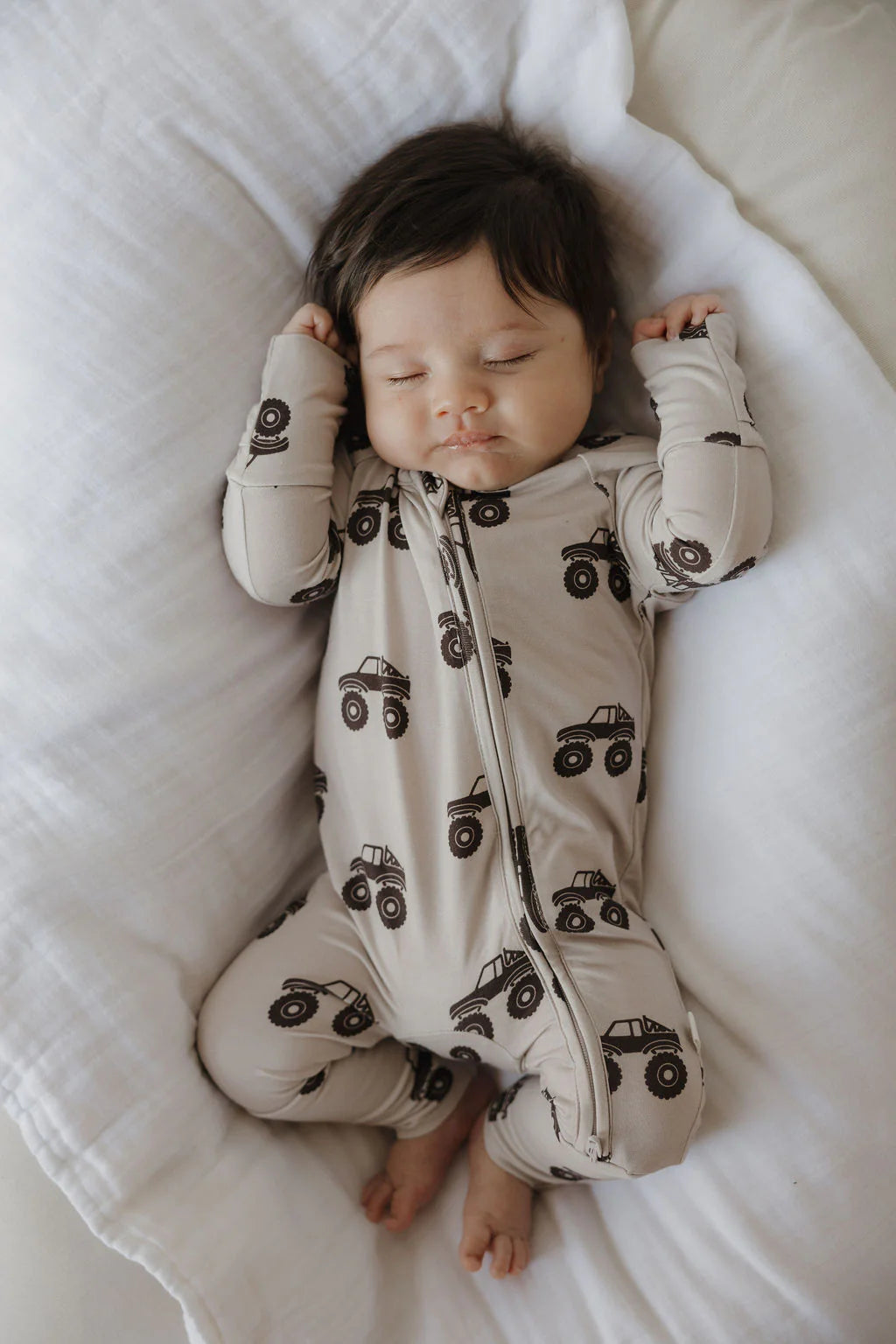 FOREVER FRENCH:  Monster Truck Bamboo Pajamas, Bodysuit