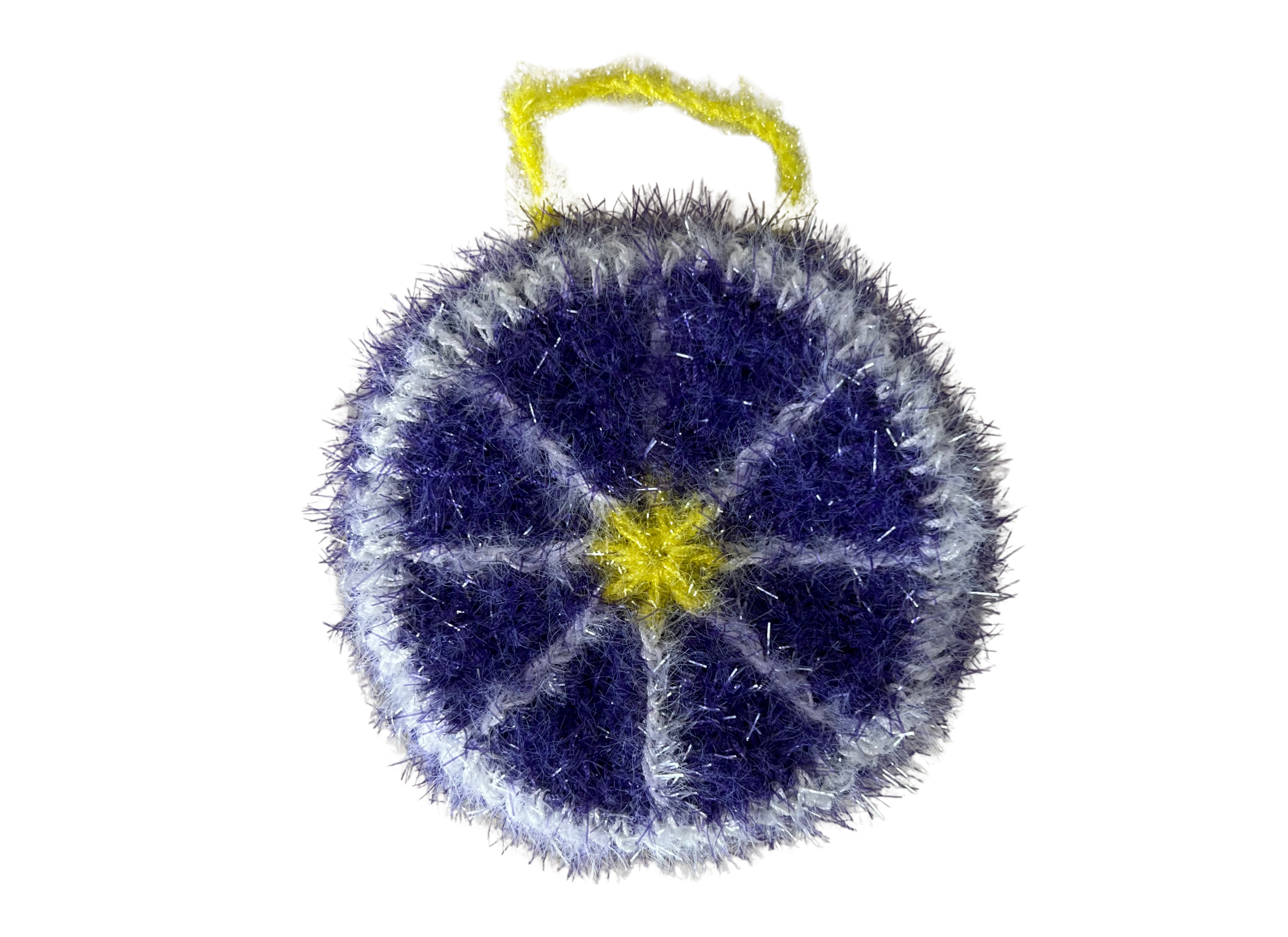 Ji's Handmade Dish Scrubbie- Purple/white/yellow