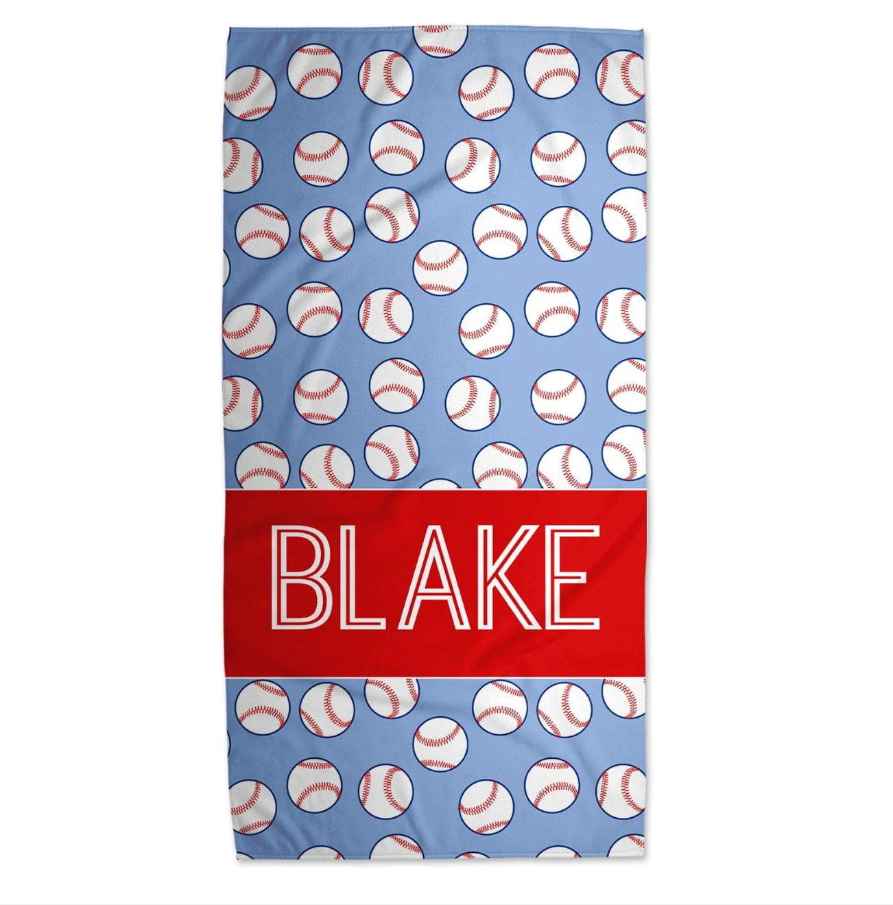 Blue Personalized Baseball Beach Towels