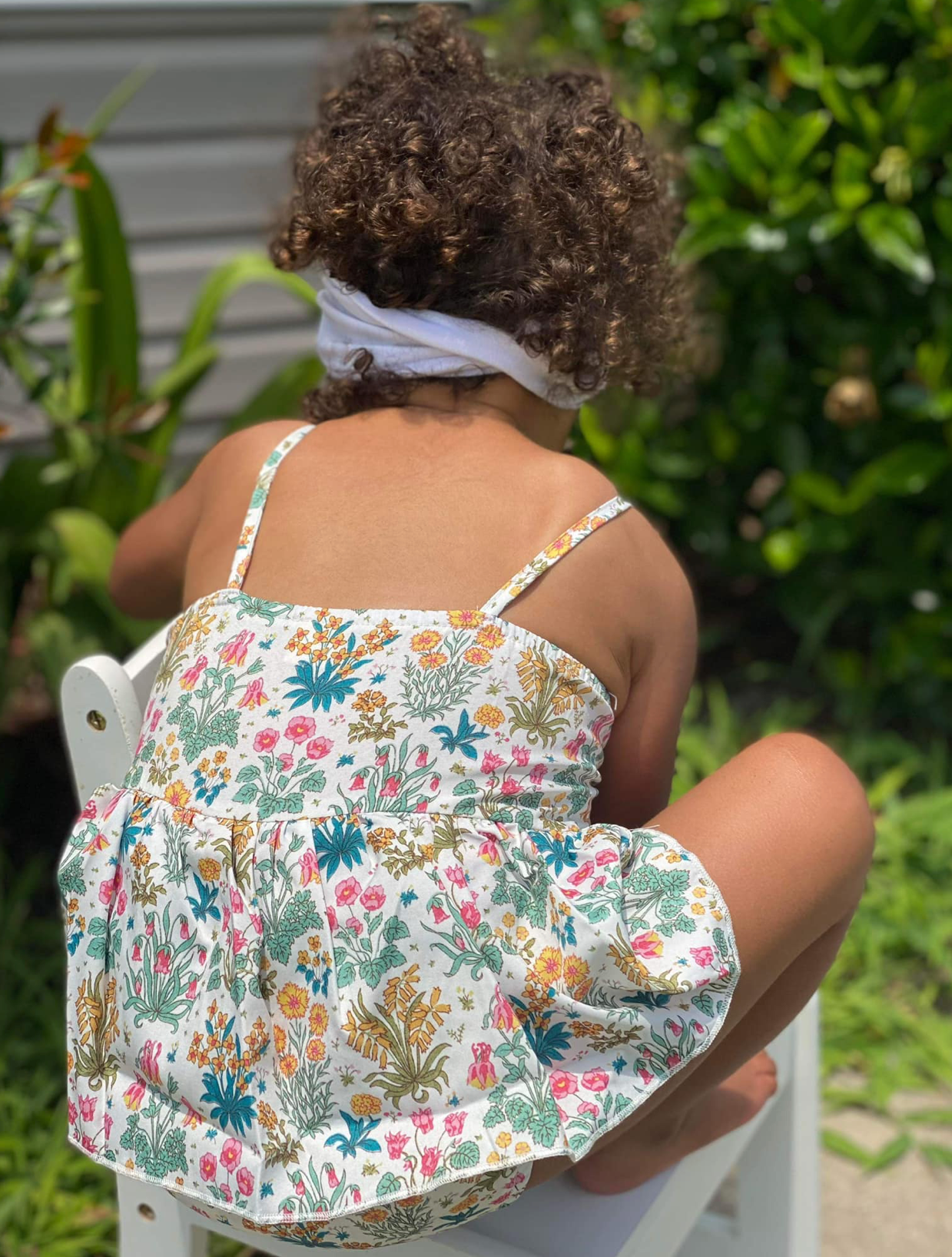 Botanical Tied Sleeve Skirted Romper