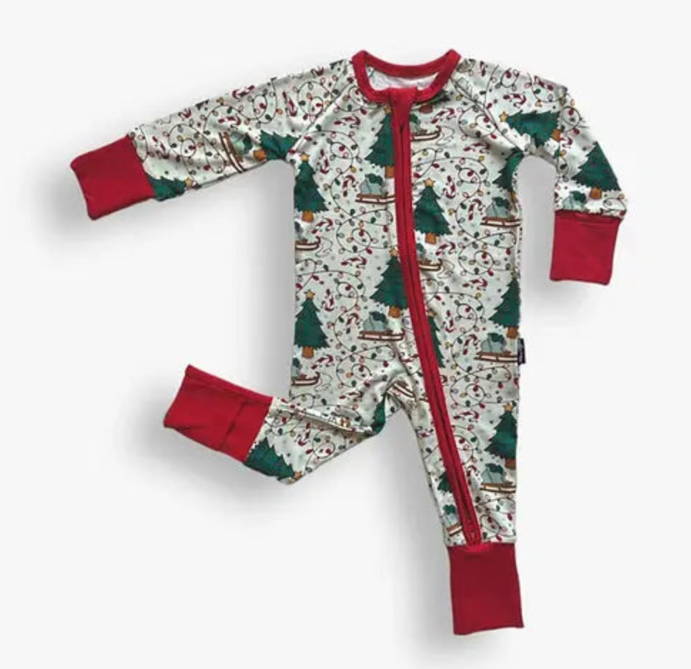 Christmas Lights Bamboo Pajamas, Footed Option