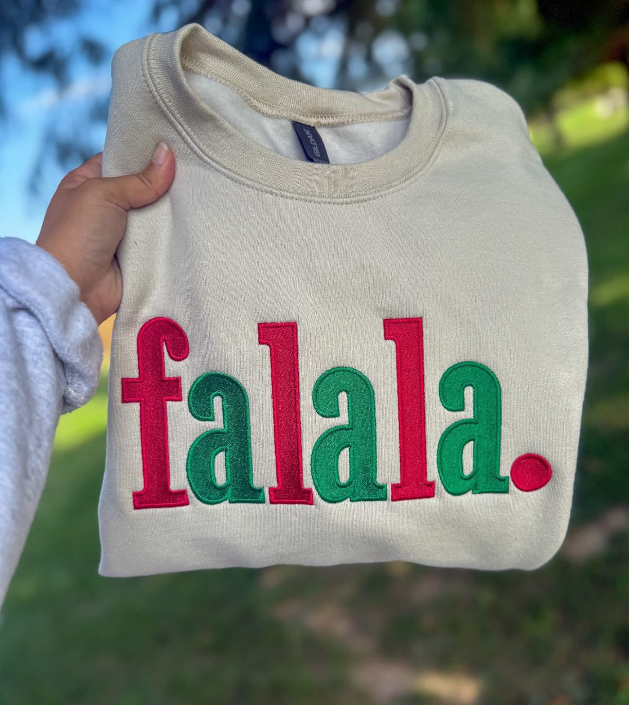 Fa La La Crewneck- Sand