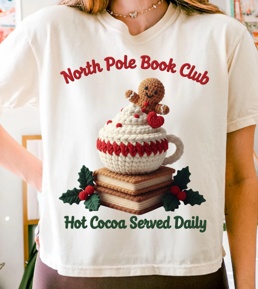 Faux Yarn "North Pole Book Club" Sweatshirt/T-Shirt
