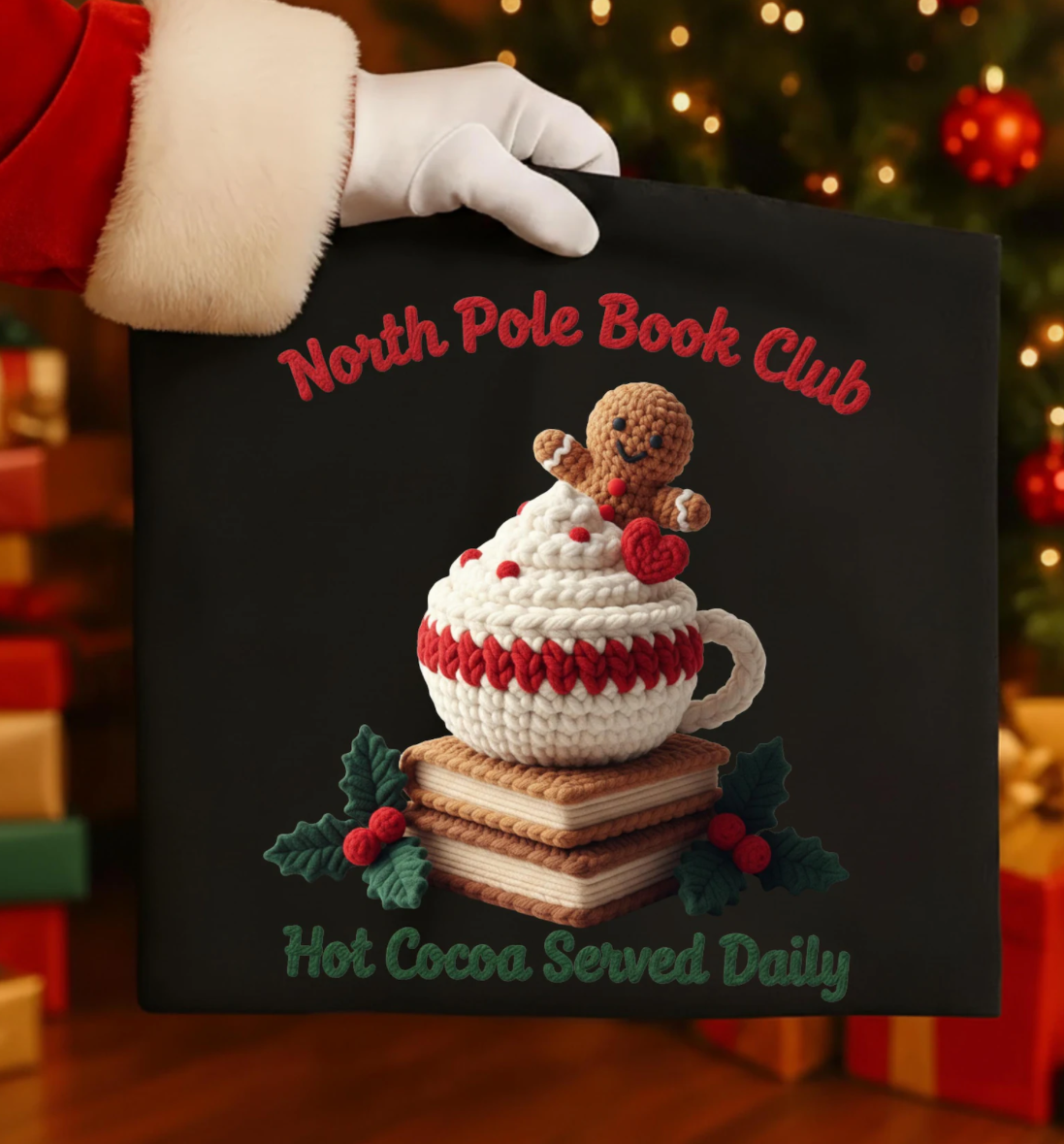 Faux Yarn "North Pole Book Club" Sweatshirt/T-Shirt