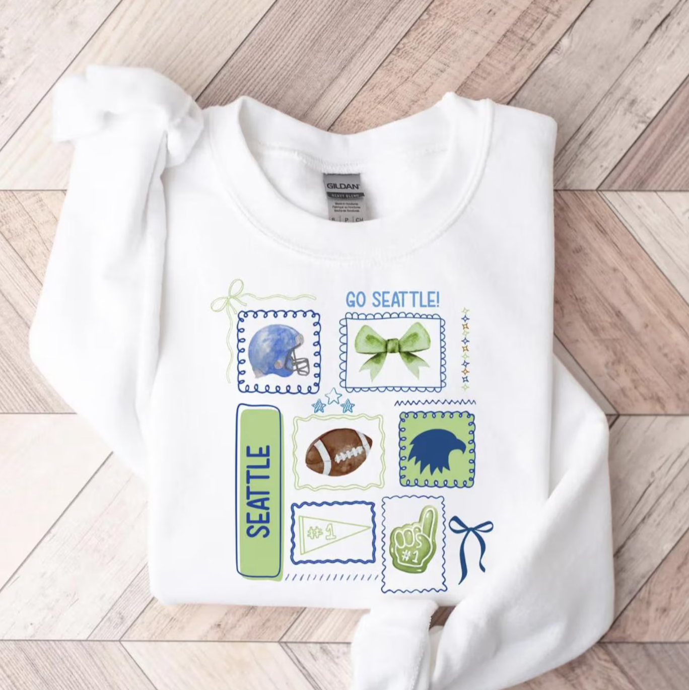 Seattle Seahawks Collage Sweatshirt, White