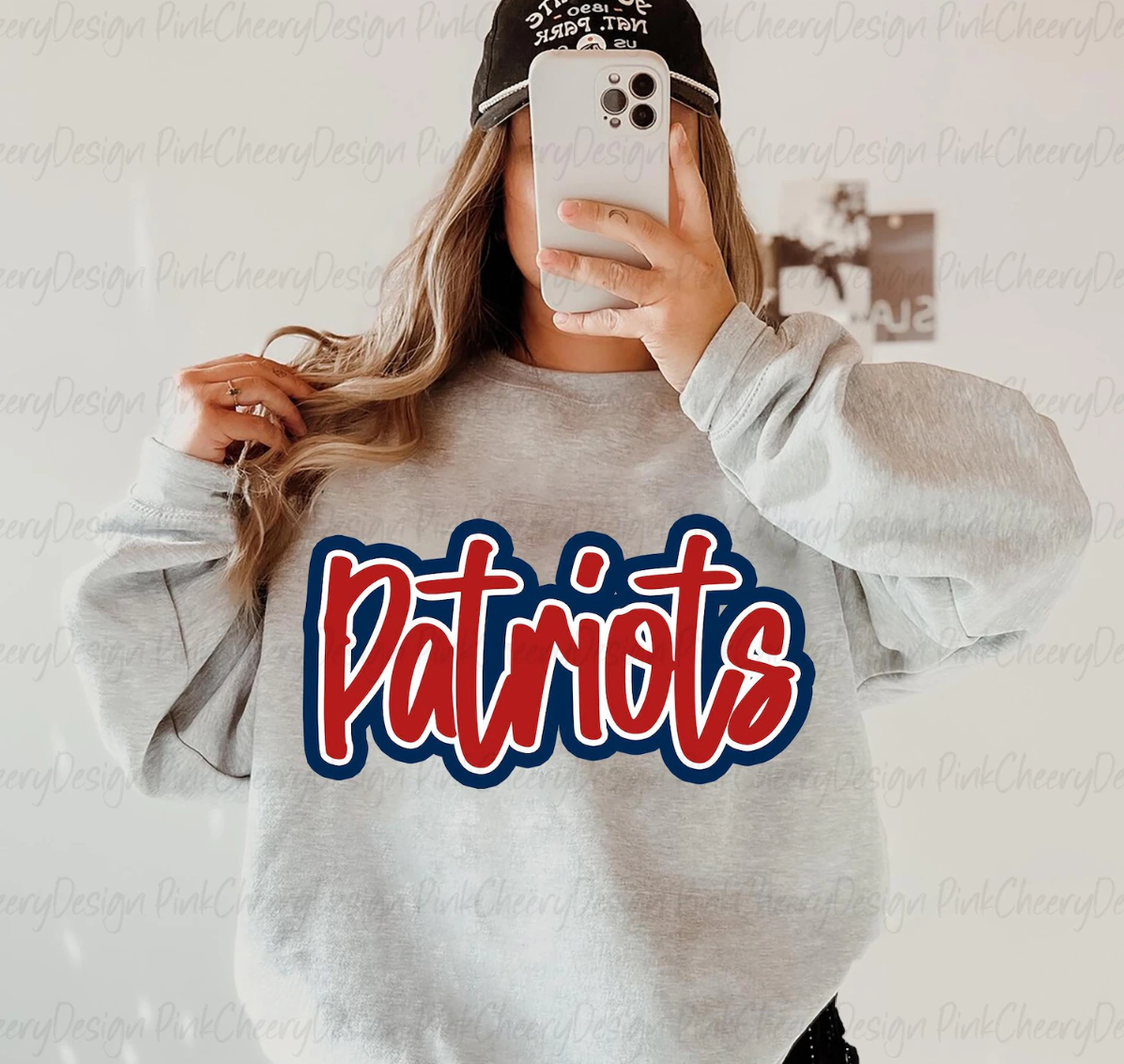 Patriots, Red White & Blue, Sweatshirt, Ash Grey