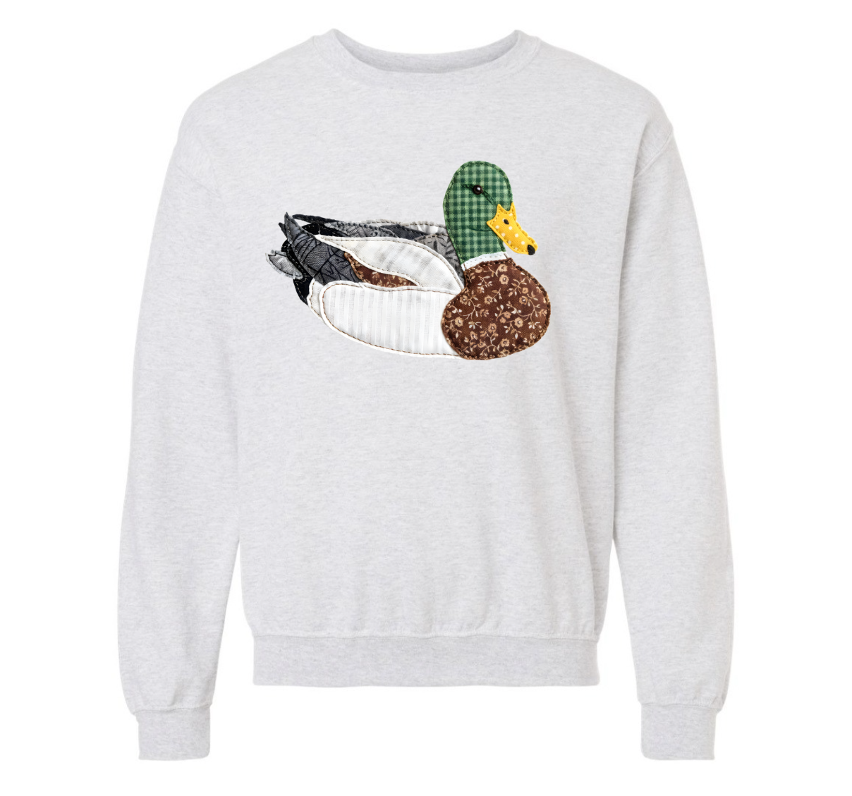 Faux Patchwork Sitting Mallard Sweatshirt, Ash Grey