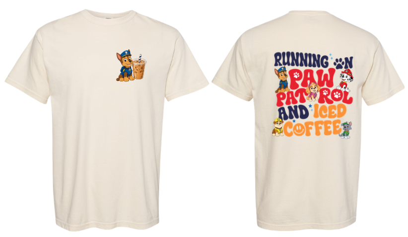 Running on Paw Patrol & Iced Coffee, Ivory T-Shirt