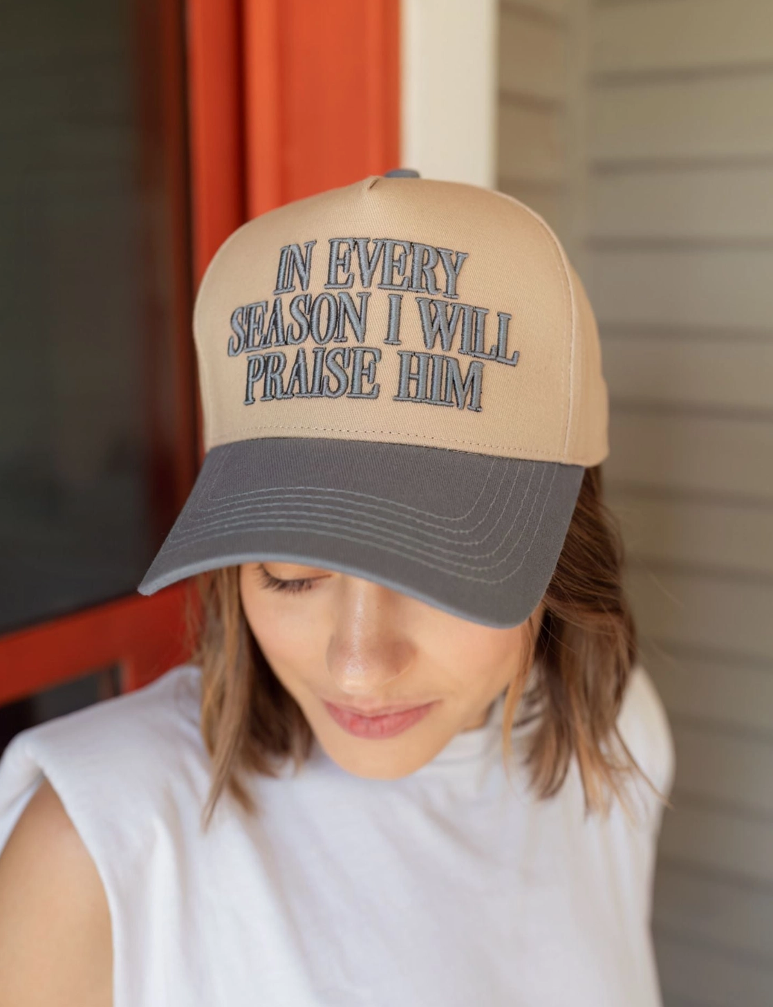"In Every Season, I Will Praise Him" Trucker Hat