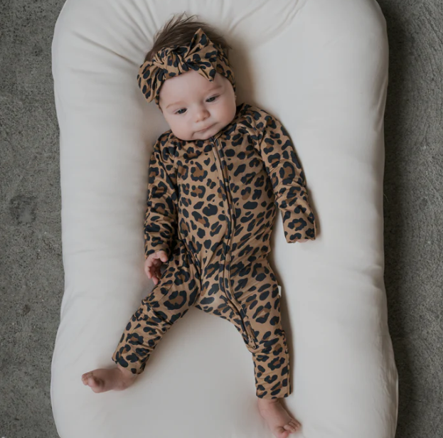 FOREVER FRENCH:  Leopard Bamboo Pajamas, Bodysuit