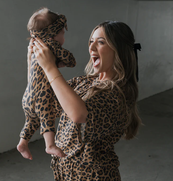 FOREVER FRENCH:  Leopard Bamboo Pajamas, Bodysuit