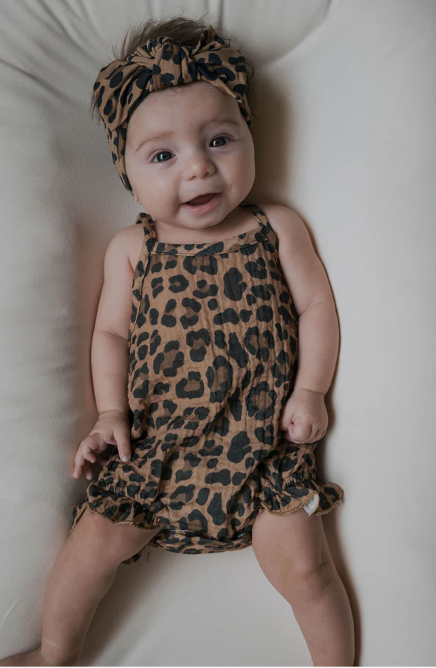 FOREVER FRENCH: Leopard Muslin Sleeveless Tank Romper