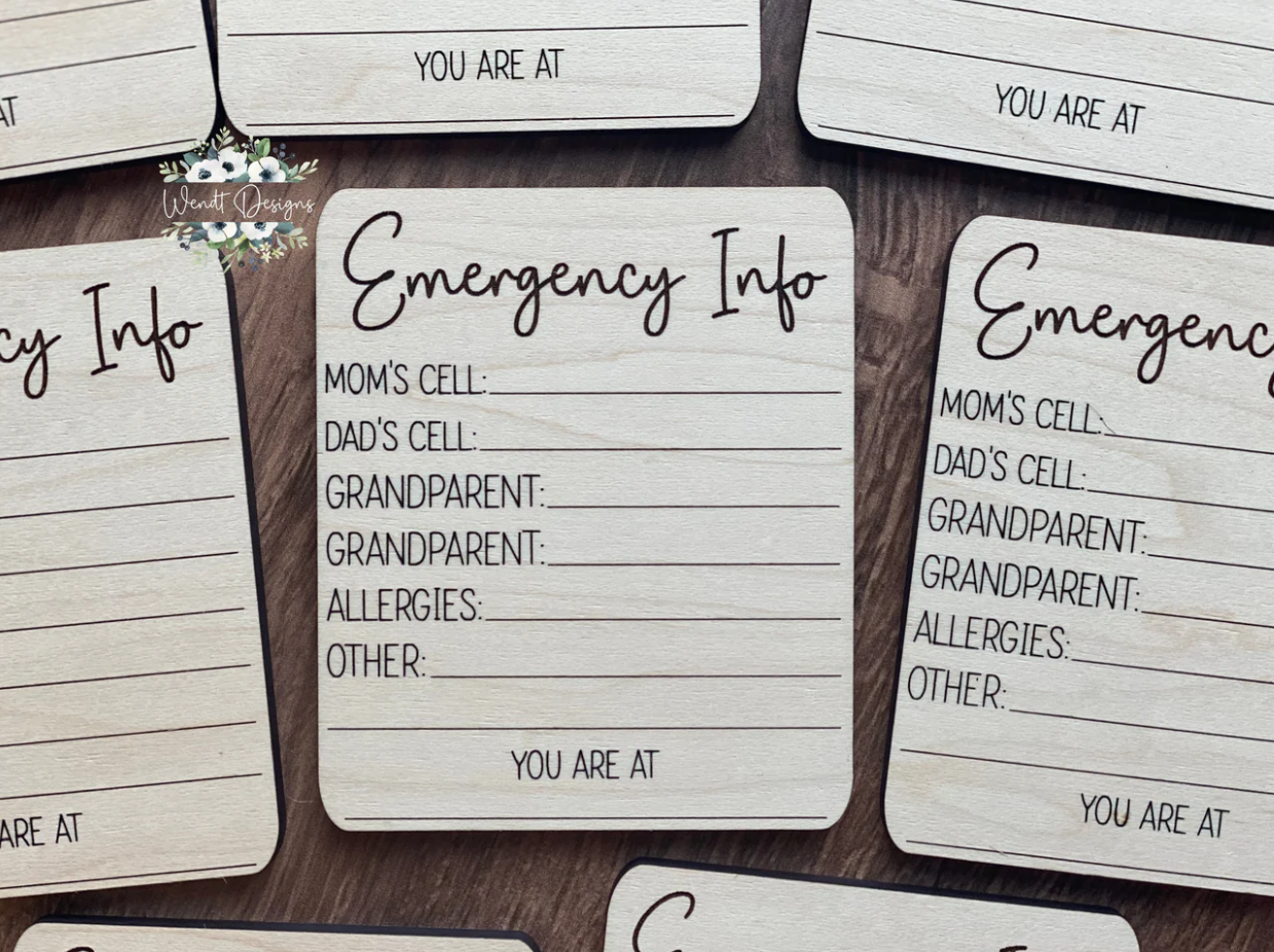 Emergency Information Magnets