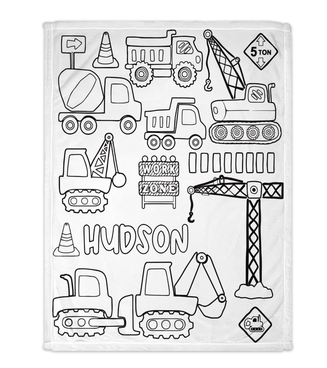 Construction Color and Cuddle Personalized Blanket