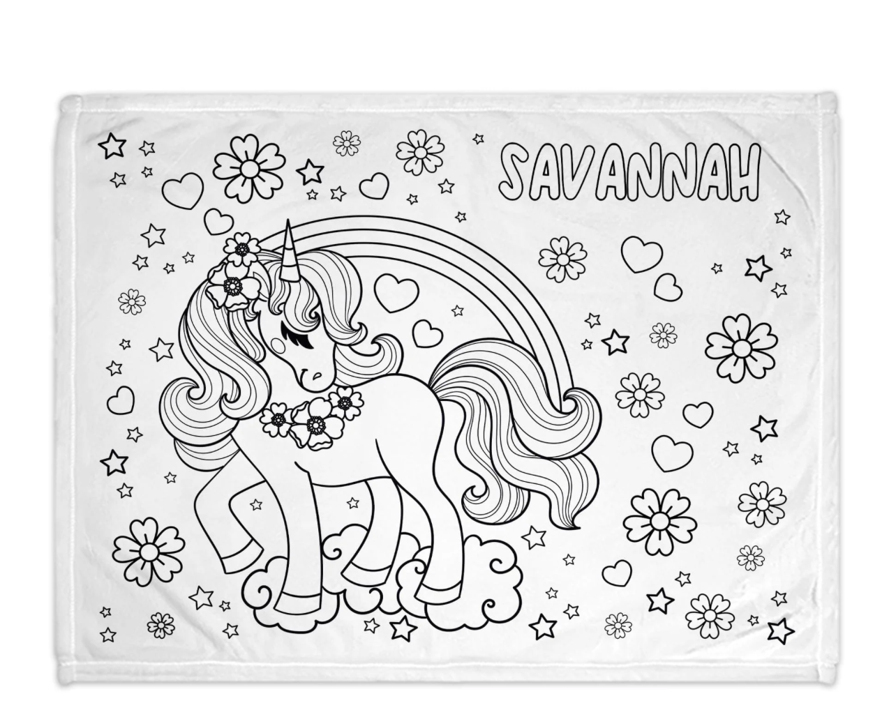 Unicorn Color and Cuddle Personalized Blanket