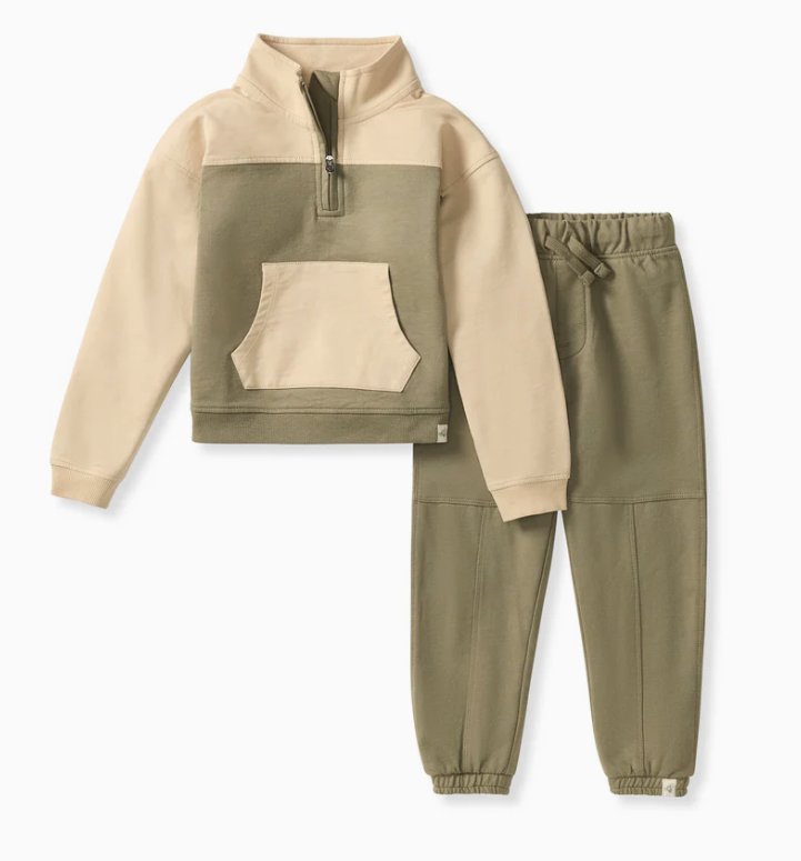 Burt's Bees Baby: Quarter Zip Collar Sweatshirt Set