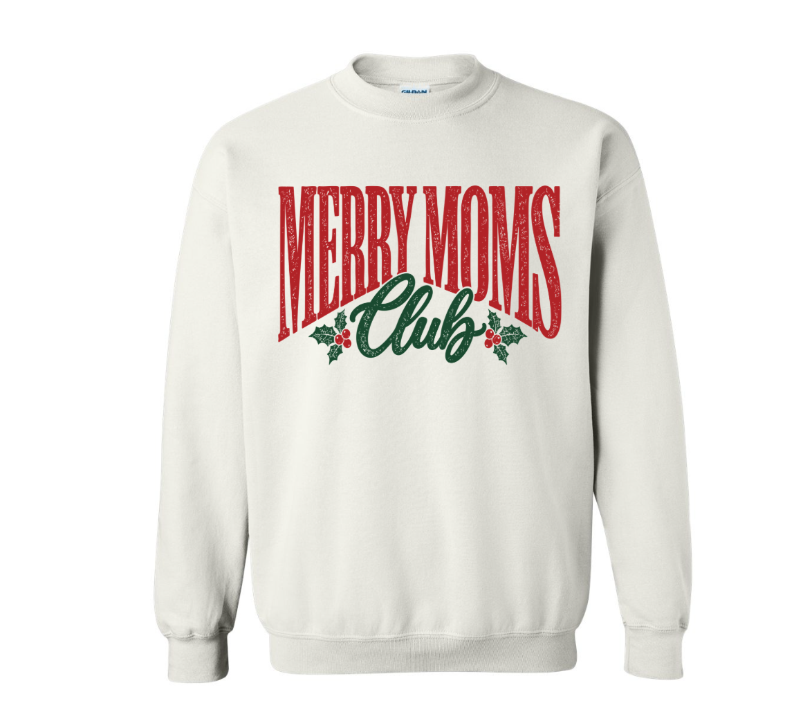 Vintage Merry Moms Club, White Sweatshirt