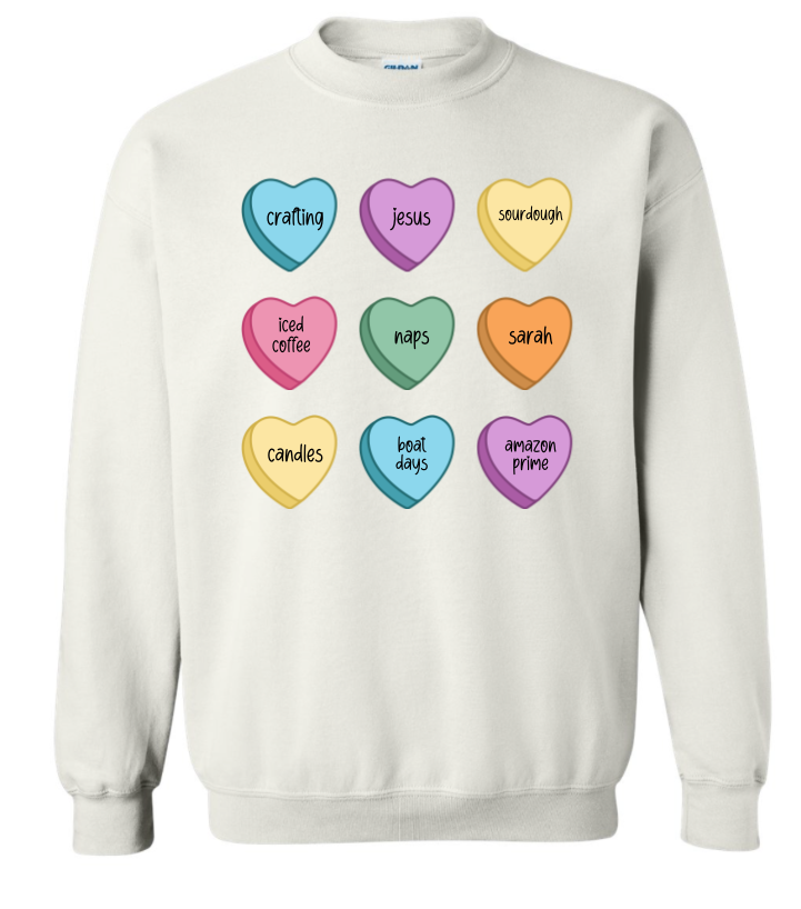 Kids- Custom Conversation Hearts Crewneck
