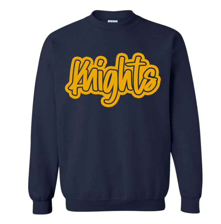 Knights, Navy Sweatshirt with Gold Print