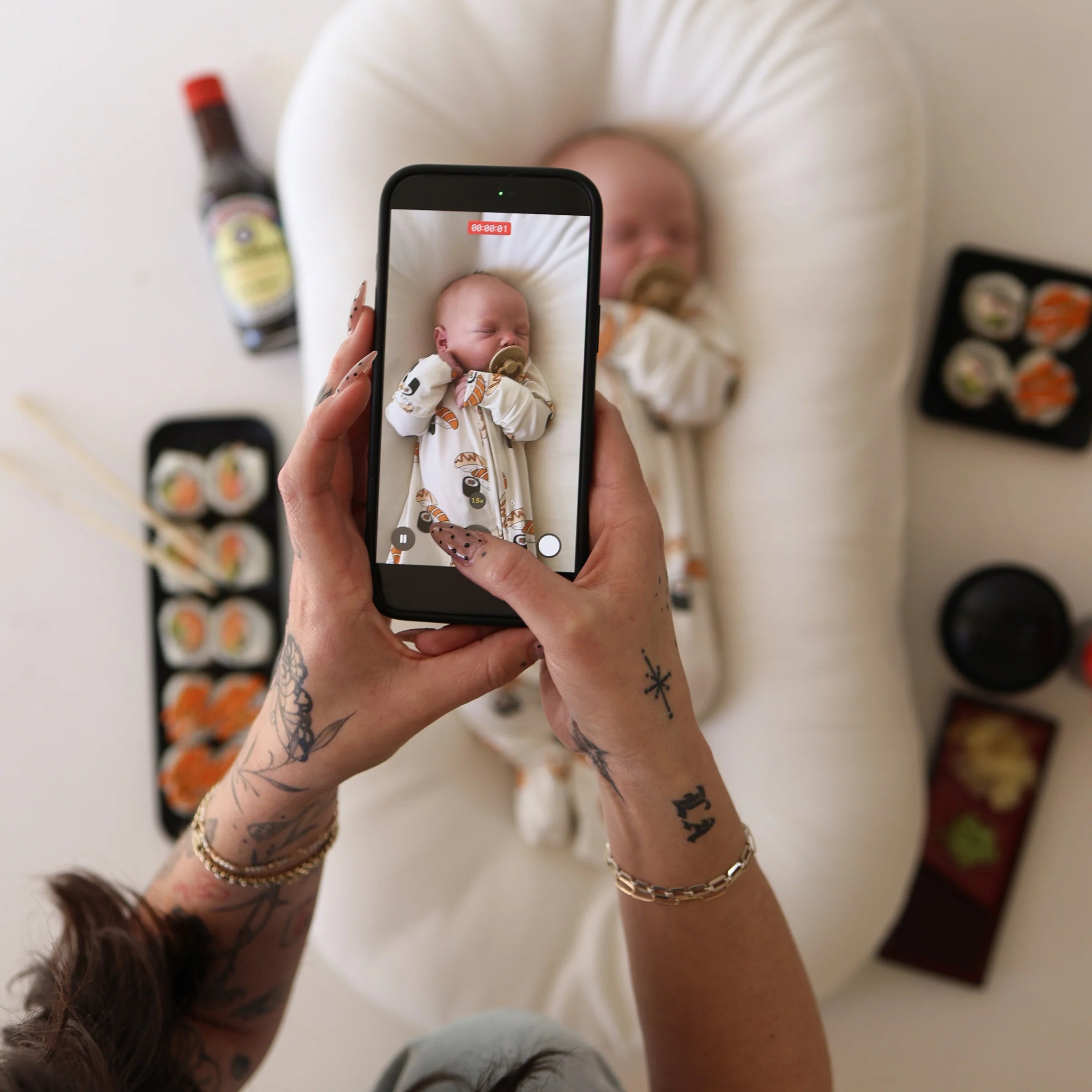 FOREVER FRENCH:  Sushi Bamboo Pajamas, Bodysuit