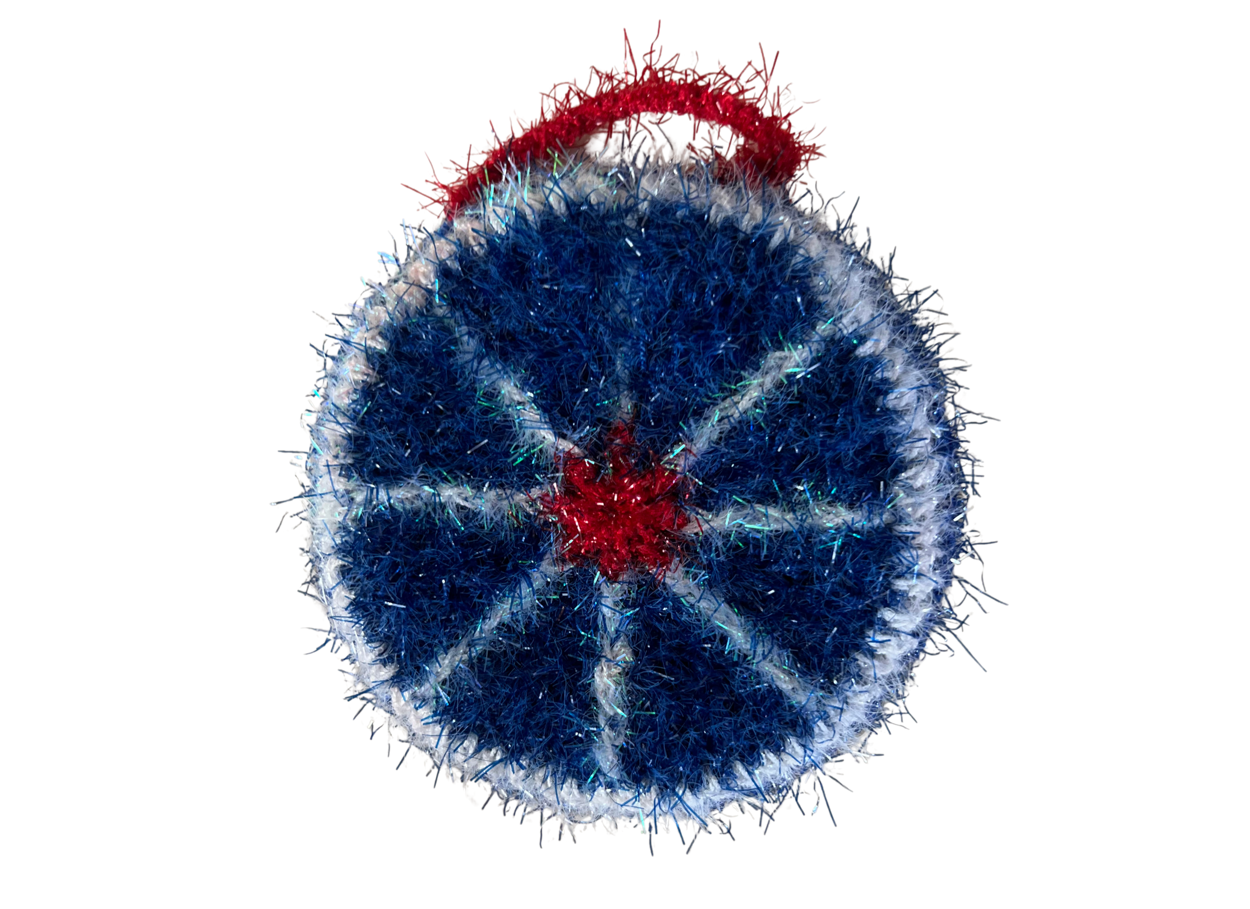 Ji's Handmade Dish Scrubbie- Blue/White/Red