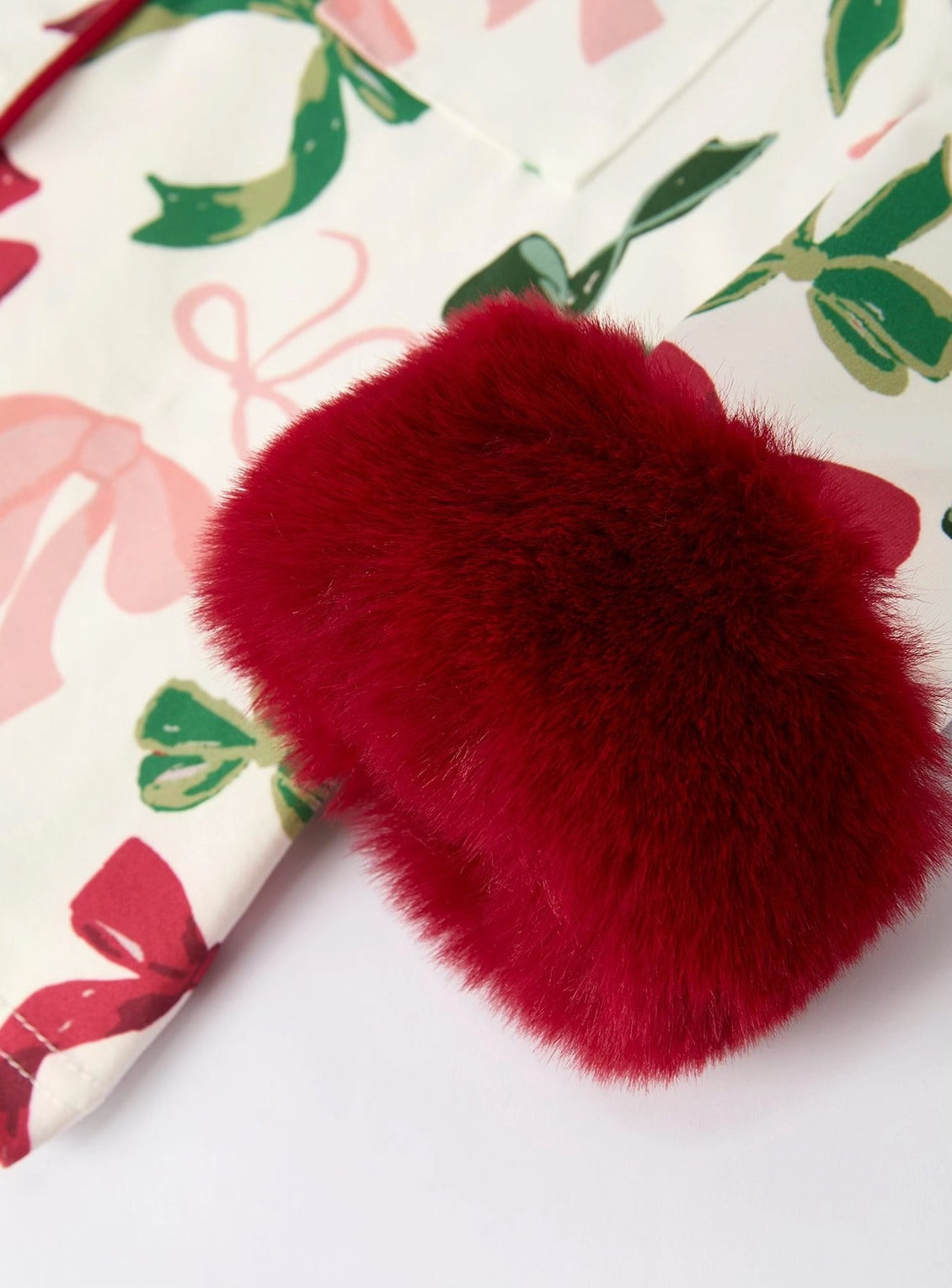 Holiday Bow Christmas Set with Fuzzy Trim