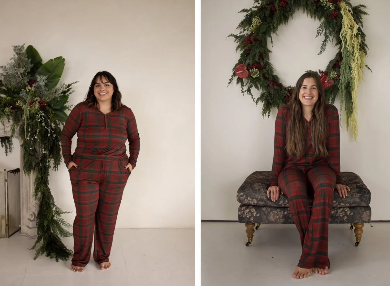 FOREVER FRENCH:  Women's Long Sleeve Bamboo Pajama | Christmas Plaid