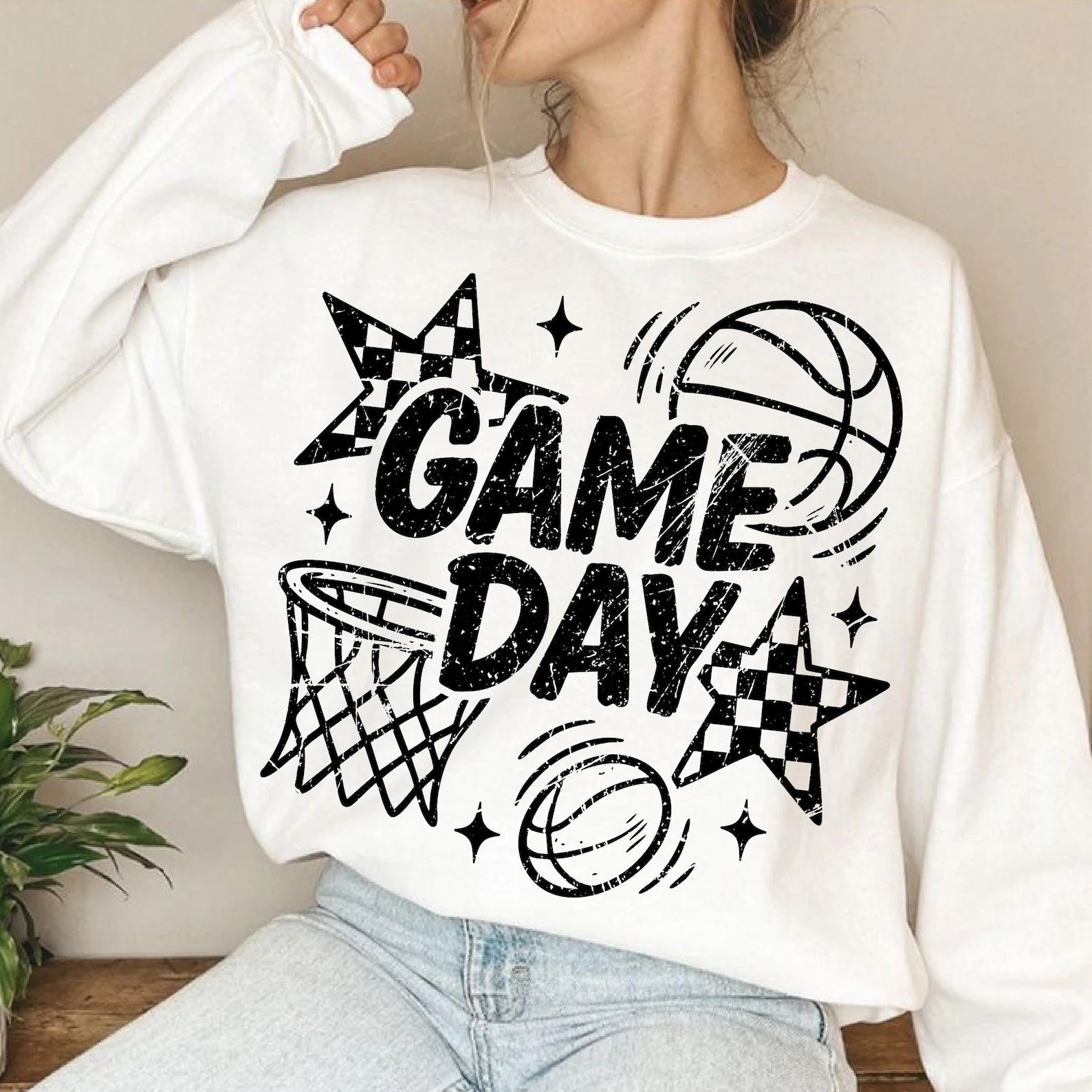 Basketball Game Day Sweatshirt, White