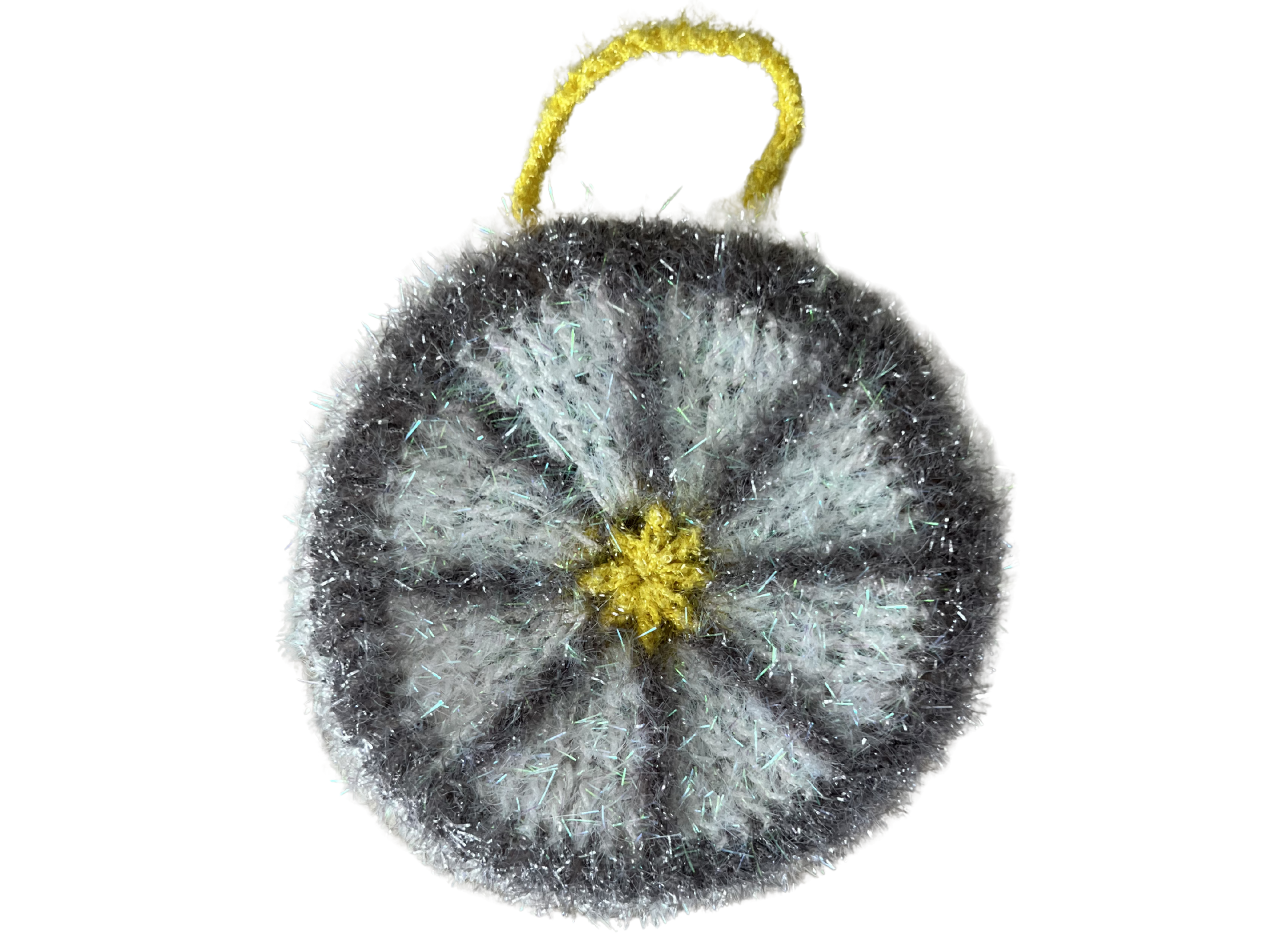 Ji's Handmade Dish Scrubbie- Grey/White/Yellow