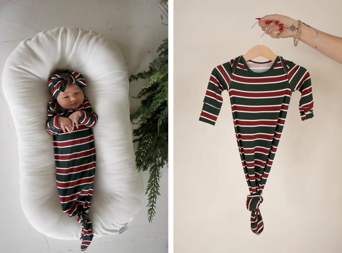 FOREVER FRENCH:  Bamboo Knotted Gown | Holiday Stripe