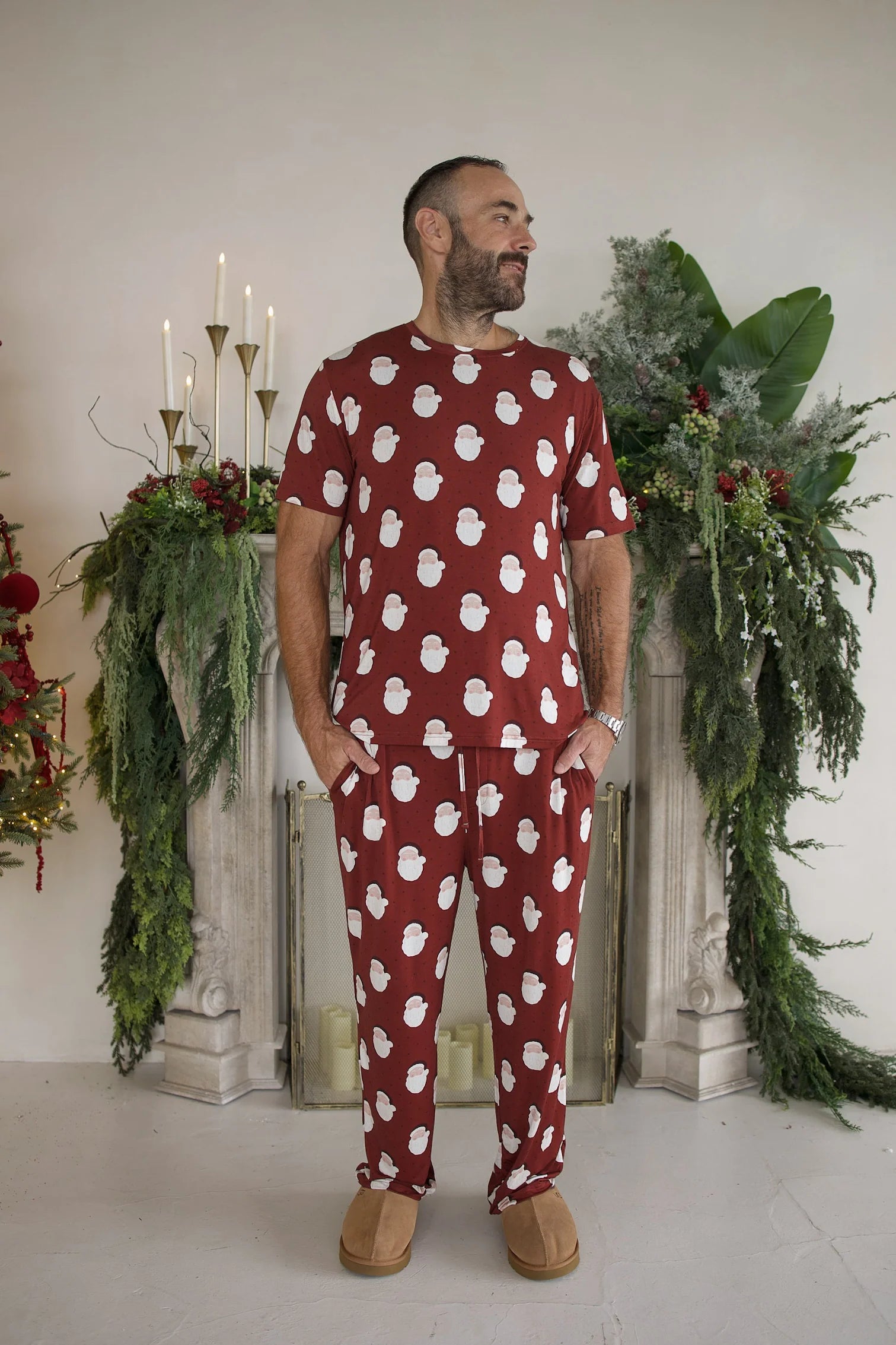 FOREVER FRENCH:  Men's Short Sleeve Pajamas | Vintage Santa
