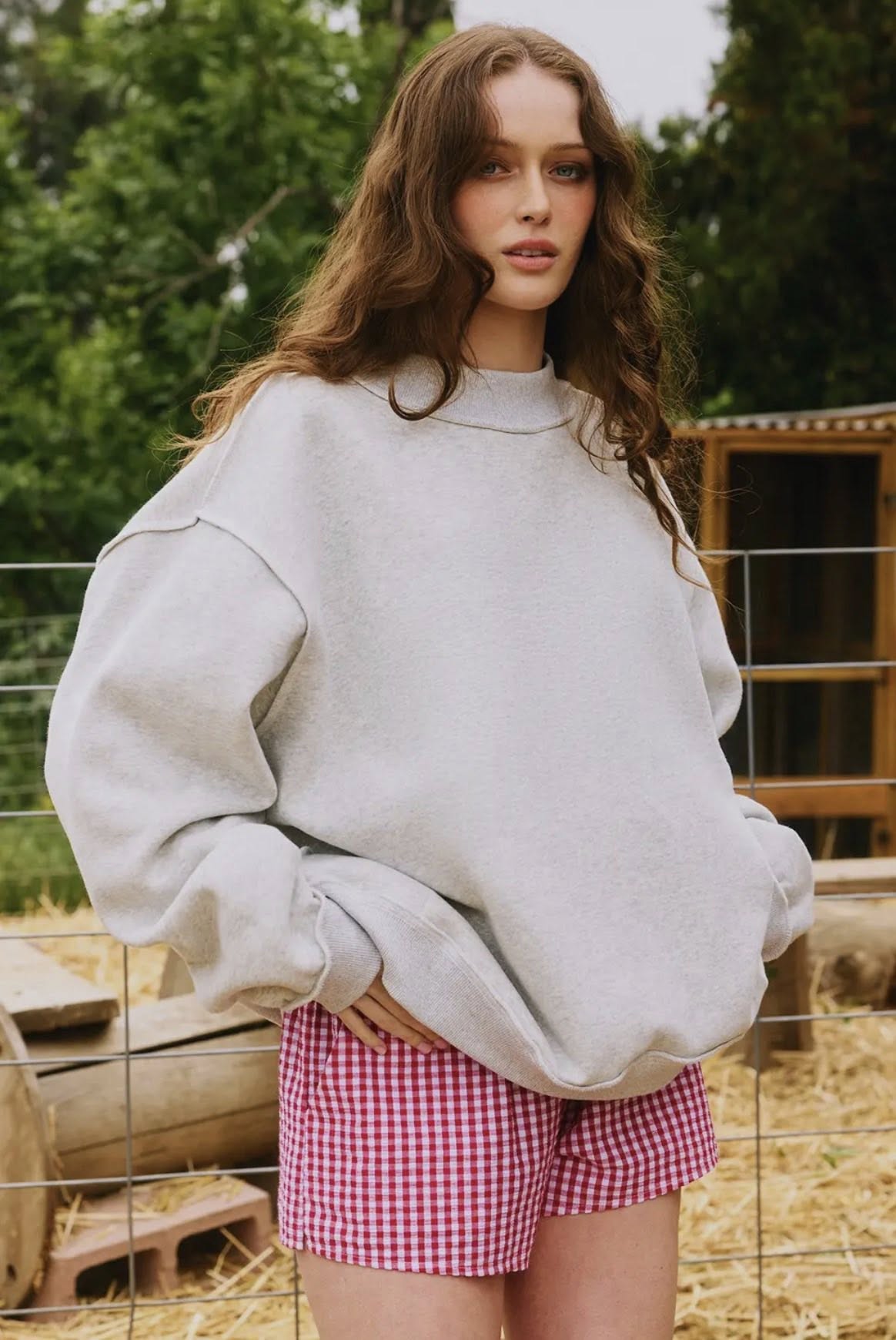 Women's Blank Solid Reversible Mock Neck Sweatshirt