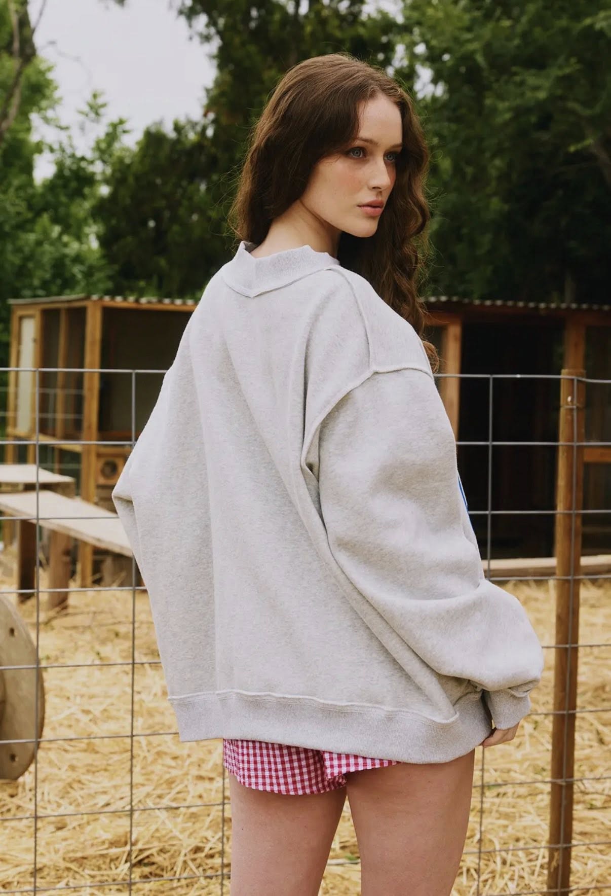 Women's Blank Solid Reversible Mock Neck Sweatshirt