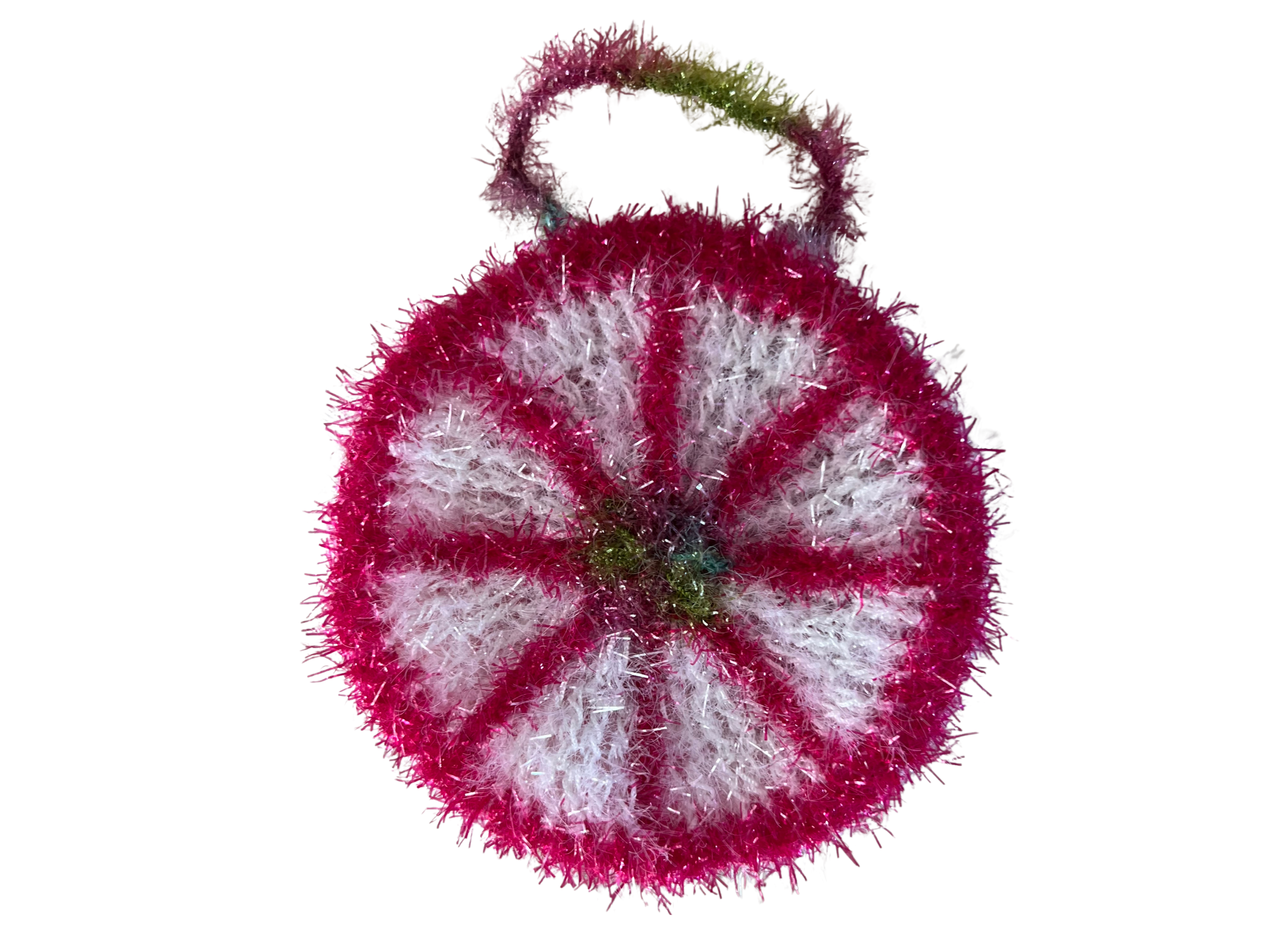 Ji's Handmade Dish Scrubbie- Pink/White/Hint of Yellow & Green