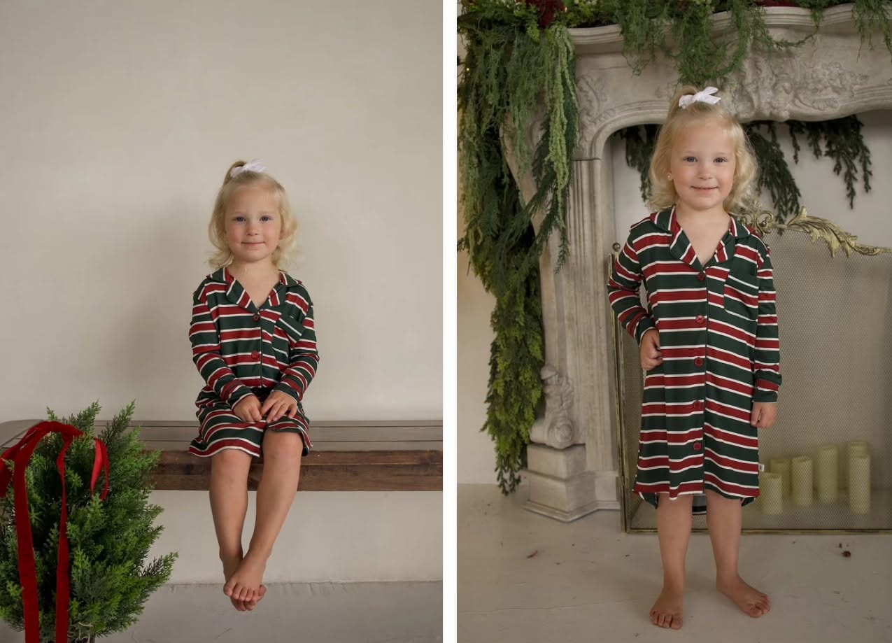 FOREVER FRENCH:  Bamboo Sleeping Dress | Holiday Stripe